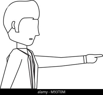 avatar businessman pointing over white background, vector illustration Stock Vector