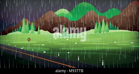 Background scene with rain in the garden illustration Stock Vector ...