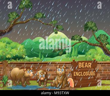 Scene with three bears in the park illustration Stock Vector Image ...