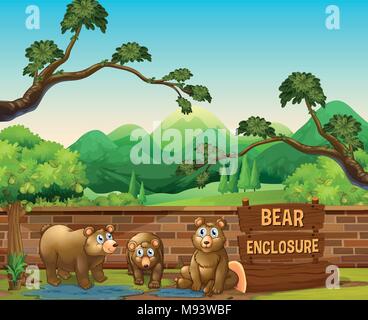 Scene with three bears in the park illustration Stock Vector Image ...
