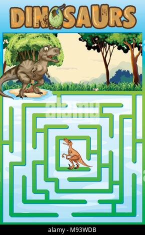 Puzzle template with dinosaur theme illustration Stock Vector
