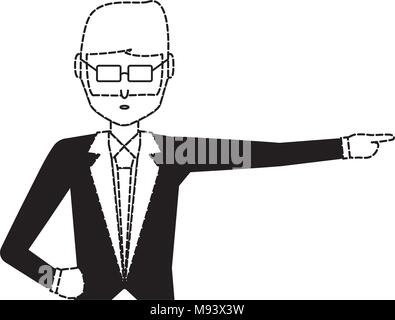 avatar businessman pointing over white background, vector illustration Stock Vector