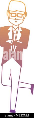 avatar businessman standing with one leg crossed icon over white background, colorful design. vector illustration Stock Vector