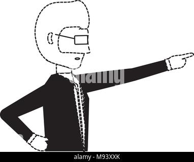 avatar businessman pointing over white background, vector illustration Stock Vector