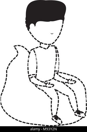 avatar man sitting on bean bag over white background, vector illustration Stock Vector