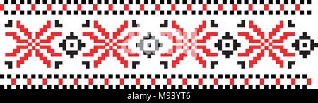Traditional Romanian folk art knitted embroidery pattern. Vector Romanian motif on white background. Stock Vector
