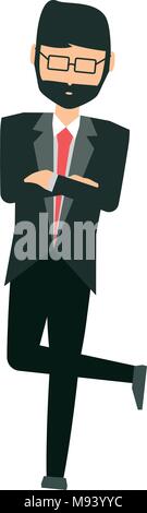 avatar businessman standing with one leg crossed icon over white background, colorful design. vector illustration Stock Vector
