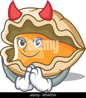 Devil oyster mascot cartoon style Stock Vector