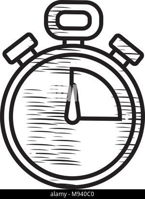 sketch of chronometer icon over white background, vector illustration ...