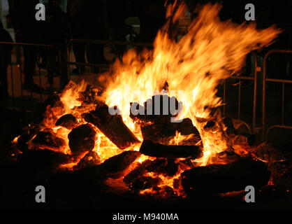 Big bonfire in a traditional folk festival Stock Photo