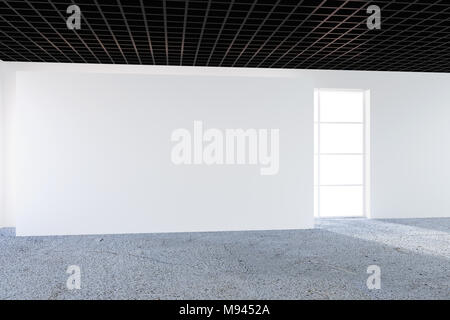 White emty office interior with large windows. 3d rendering. Stock Photo