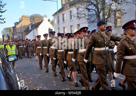 Soldiers in the British Army marching with their Rifles in a welcome ...