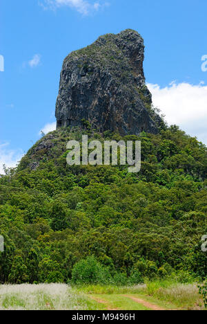 View of Mountain Coonowrin in Glass House Mountains region in Queensland, Australia. Stock Photo