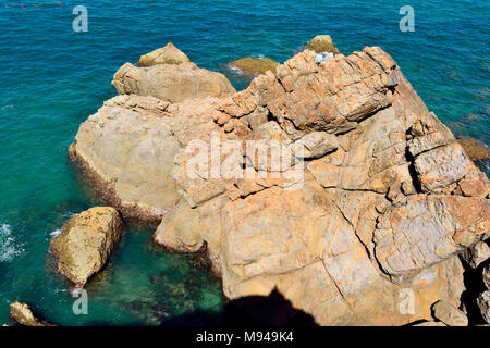 Rocky coastline near Town of 1770 in Queensland, Australia. Stock Photo