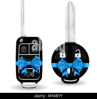 Car key wrapped with ribbon Stock Vector