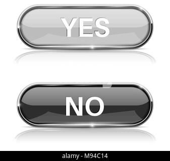 Yes and No buttons. Shiny oval web icons Stock Vector