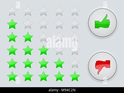 Rating green stars. Interface element Stock Vector