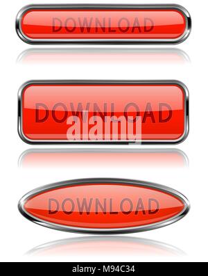 Download red buttons with metal frame Stock Vector
