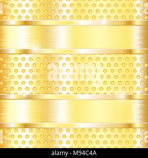 Golden metal perforated background . vector illustration Stock Vector