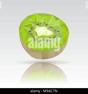 Kiwi. Polygonal illustration with reflection Stock Vector