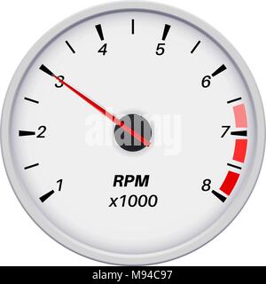 Tachometer. Car dashboard white gauge. White Stock Vector