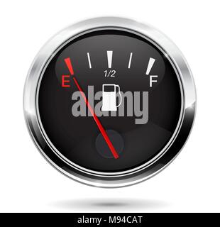 Fuel gauge. Car dashboard sign with empty tank indication Stock Vector