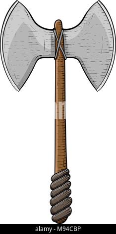 Two bladed viking axe. Hand drawn sketch Stock Vector