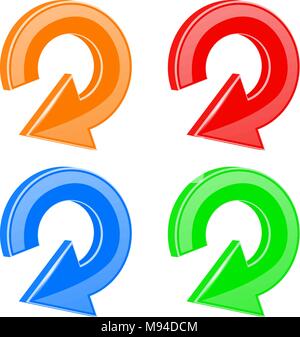Refresh icon. Colored set of shiny 3d circular arrows Stock Vector