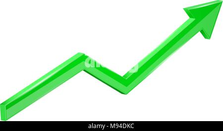 Green financial up moving arrow. Rising trend Stock Vector