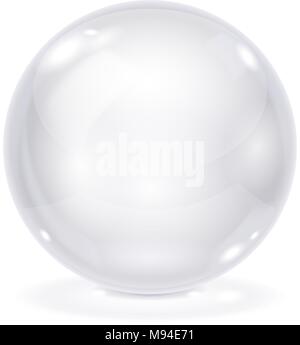 White glass ball. 3d shiny shere isolated on white background Stock Vector