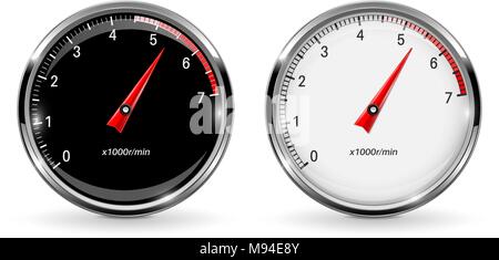 Manometers. Round gauges with chrome frame Stock Vector