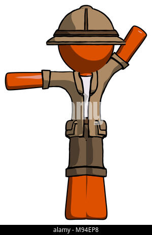 Orange explorer ranger man directing traffic right Stock Photo - Alamy