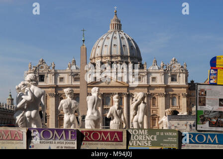 Rome. St.Peter's Basilica view and souvenirs. Italy. Stock Photo