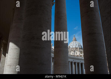 Vatican City. The dome of St. Peter's Basilica and Bernini's colonnade. Vatican. Stock Photo