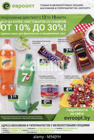 Advertising leaflet store "Evroopt". Stock Photo