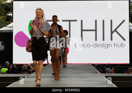Montreal,Canada.  Models walks on the runway at the Boutique Ethik fashion show finale  held during the Fashion and Design Festival. Stock Photo