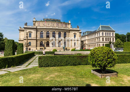 PRAGUE, CZECH REPUBLIC - JUNE 15, 2017: Exterior view of the Rudolfinum a neo-renaissance style building in Prague on June 15, 2017. Since its opening Stock Photo