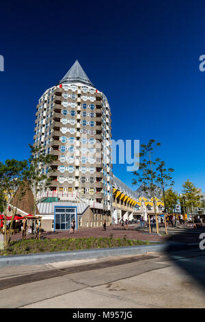 ROTTERDAM, NETHERLANDS - MAY 25, 2017: Exterior view of the Blaak Square and the office buildings along it on May 25, 2017. Its a famous place and met Stock Photo