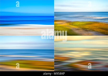 Photo collage. Photographs of coastal scenes presented in an impressionistic manner. Stock Photo