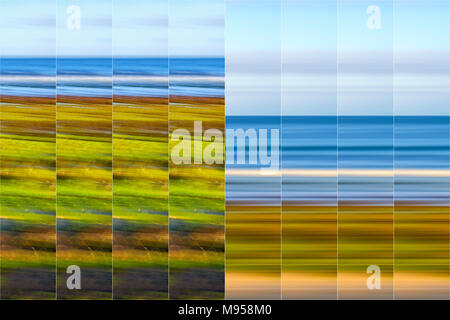 Photo collage. Photographs of coastal scenes presented in an impressionistic manner. Stock Photo
