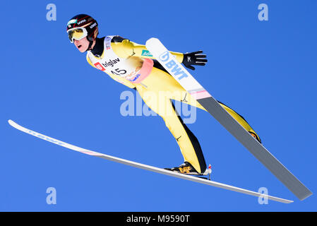 Ryoyu Kobayashi, of Japan, soars through the air during his ...