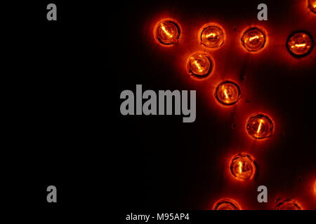 Decorative star with lamps on a black background. Stock Photo