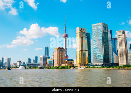 Shanghai, China - August 7, 2016 : Shanghai city view with Oriental pearl tower and Huangpu river Stock Photo