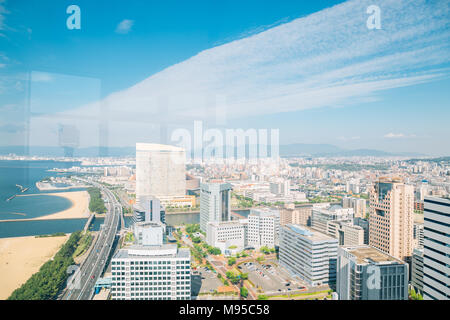 View of Fukuoka cityscape from Fukuoka tower in Japan Stock Photo