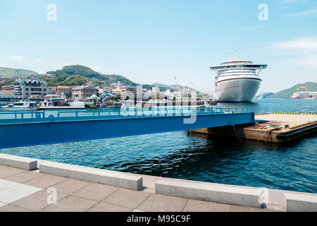 Dejima Wharf - ocean view of Nagasaki port at summer day in Japan Stock Photo