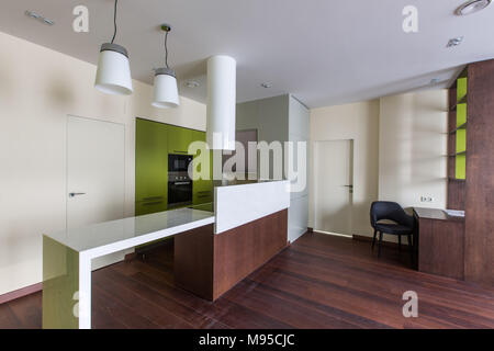 Kitchen combined with an office Stock Photo