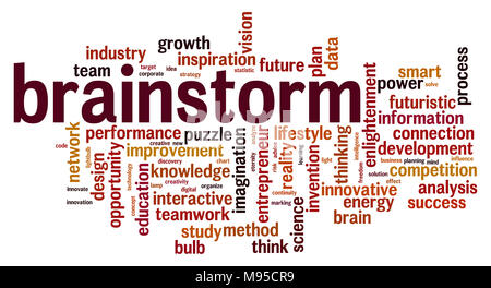 Brainstorm word cloud concept on white background, 3d rendering. Stock Photo