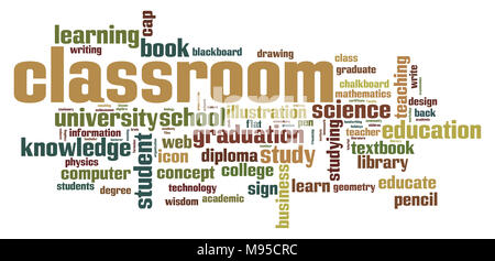 Classroom word cloud concept on white background, 3d rendering. Stock Photo