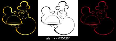 contour cook with dish smell logo Stock Vector