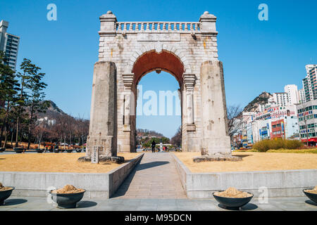 Seoul, Korea - March 6, 2016 : Dongnimmun, Independence gate in Seodaemun Independence park Stock Photo